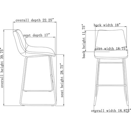 Lorell Mid-century Modern Sled Guest Stool, PK2 42958